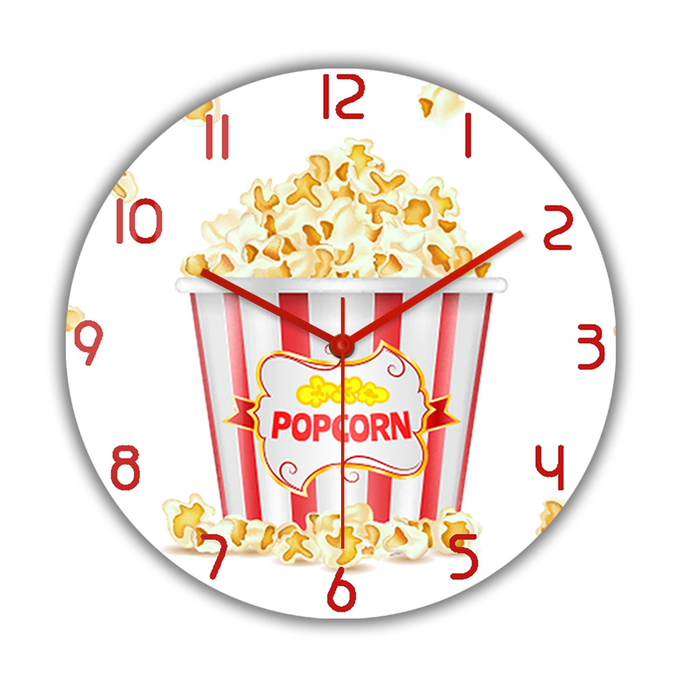 Home Cinema Wall Design - Popcorn Acrylic Modern Design Wall Clock