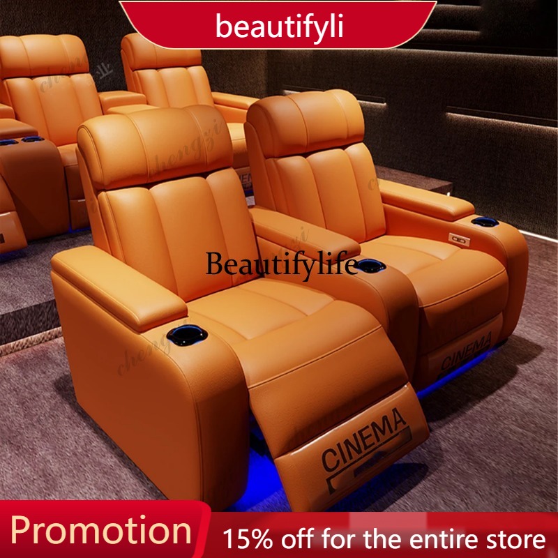 01A Luxury Genuine Leather Ele - Home Cinema Recliner Chairs ulasan dan harga