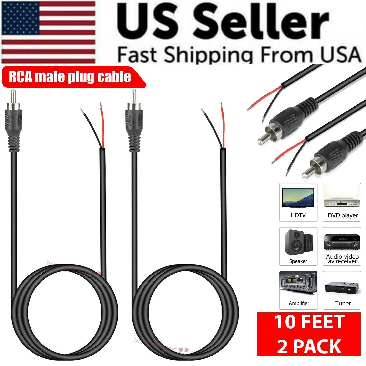 2-Pack 10ft RCA Male Plug To B - Home Cinema Marantz ulasan dan harga