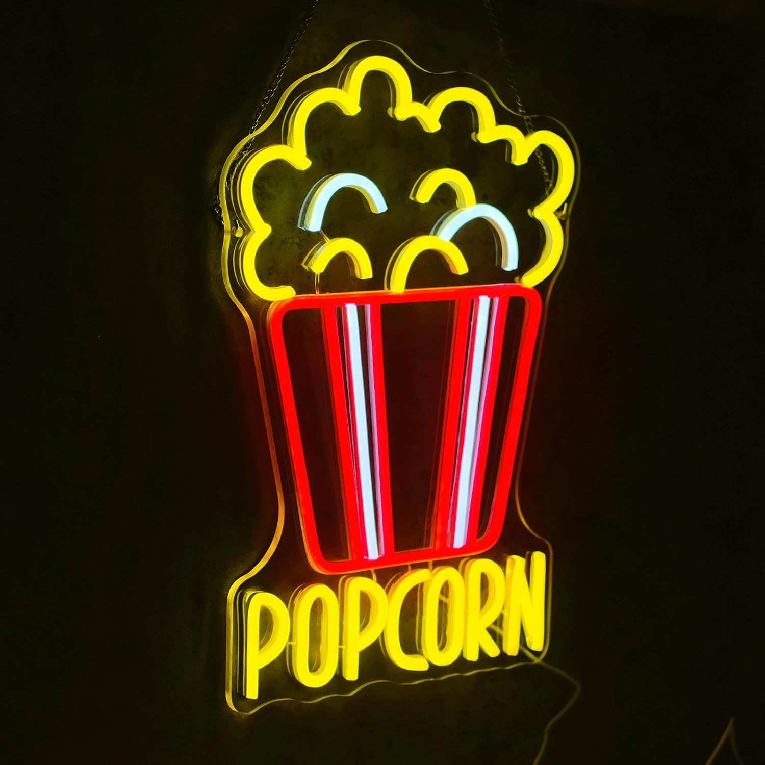 Popcorn Neon Sign Dimmable Foo - Home Cinema Food ulasan dan harga