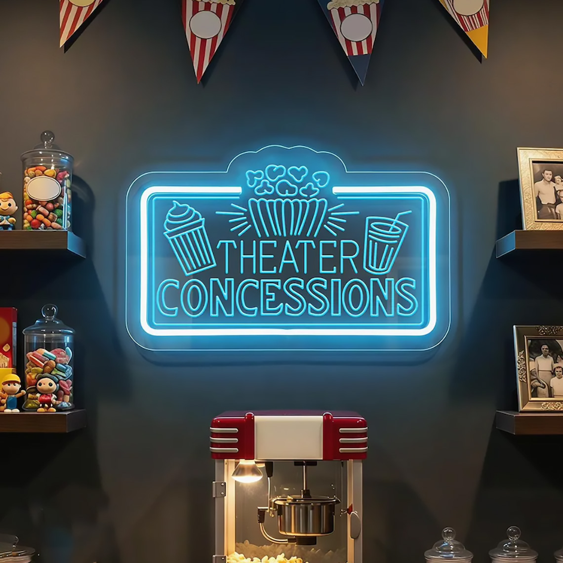 Theater Concessions Neon Sign  - Home Cinema Food ulasan dan harga